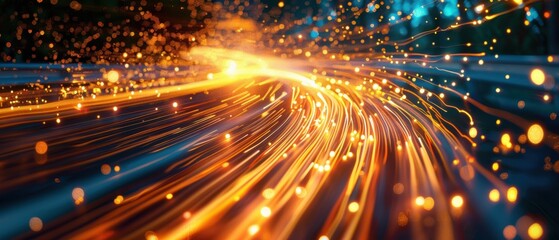 Obraz premium Glowing Light Trails in Abstract Motion Effect