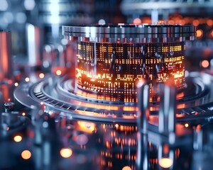 Quantum Computing Lab Exploring Data Transfer and Storage in Futuristic Internet Concept