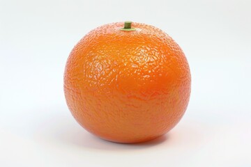 A single orange sitting on a clean white surface
