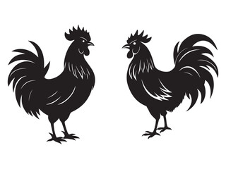 Fototapeta premium Illustration of black hen in cutout style vector art