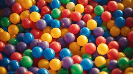 Obraz premium Ball pit filled with colorful plastic balls in a children play area.