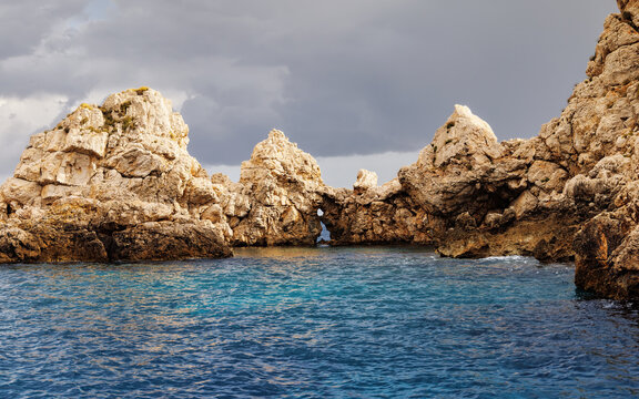 Illes Malgrats, Malgrats Islands. Uninhabited islands in the Mediterranean Sea near Santa Ponsa, Mallorca, Balearic Islands, Spain. Protected nature and marine reserve.