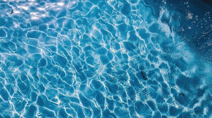 Obraz premium Water ripples create patterns on a blue tiled swimming pool surface Aerial perspective
