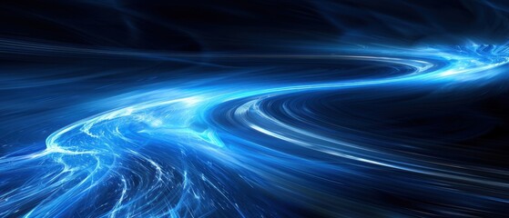 Abstract Blue Light Wave in Dark Background