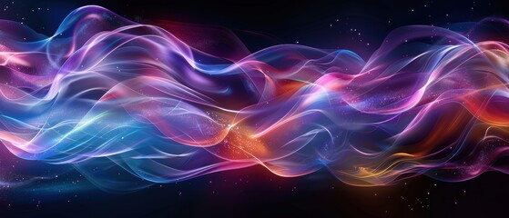 Fototapeta premium Colorful Abstract Waves of Light on Dark Background