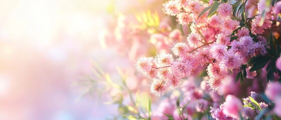 Soft Pink Flowers in Bloom with Blurred Background.