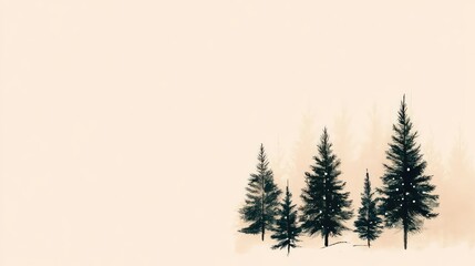 Simple and chic Christmas card design with minimal Christmas trees, capturing the essence of the season with a touch of understated elegance