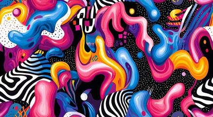 Abstract psychedelic pattern with swirling colors and shapes