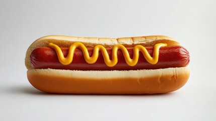 Delicious hot dog topped with mustard and ketchup set against a white background