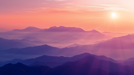 Fototapeta premium Breathtaking Sunset Moment with Majestic Mountain Range in the Background for Stunning Nature Photography