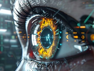 Bionic Eye with Real Time Health Data Display Concept   Futuristic Medical Technology Monitoring