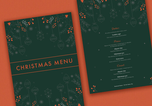 Christmas Menu with Red Accents