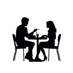 Romantic Cafe Evening Silhouette Vector Illustration