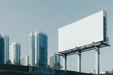 A neglected billboard stands alone on the side of a highway, awaiting its next advertisement