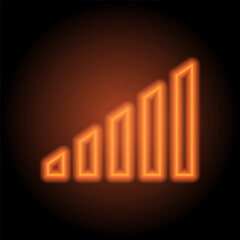 Volume levels simple icon vector. Flat design. Orange neon on black background