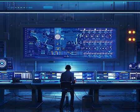 Smart Grid Control Room with AI Powered Digital Interface for Electricity Flow Monitoring and Management