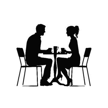 recommend clip art: Silhouette of Couple Drinking Coffee Vector Illustration Transparent Background