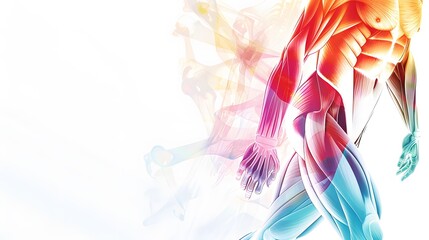 Obraz premium Vibrant Abstract Medical Health Background Featuring Human Anatomy with Colorful Elements and Space for Text