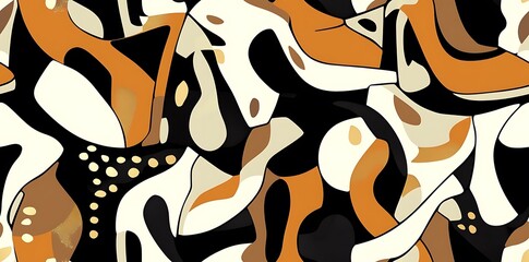 Abstract vector art featuring black, white, and gold abstract shapes