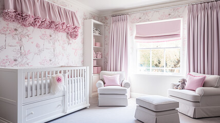 Baby room decor and interior design inspiration in beautiful English countryside style cottage