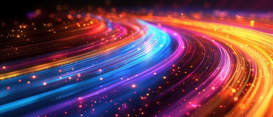 Colorful Light Trails on a Dark Background