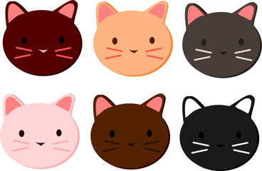 cat faces set. vector graphics
