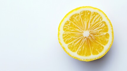 Freshly sliced ripe yellow lemon on a white background