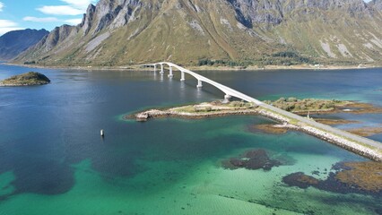 Bridge over the fjord in Norway, view from above