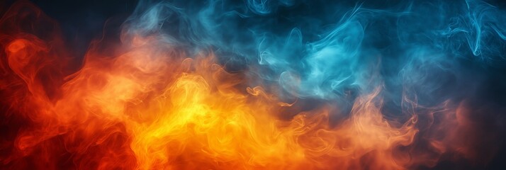 Fototapeta premium Abstract orange and blue background with smoke texture