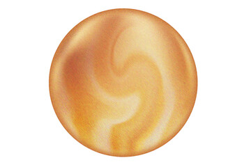 Vintage brown glowing magic sphere or planet with grain texture, 3d caramel color sphere or bubble. Beige gradient round shape isolated design asset.