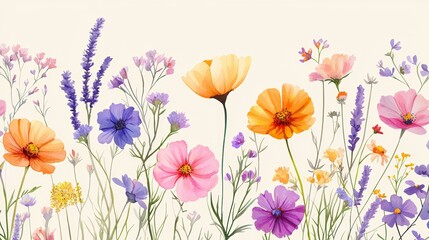 The background in this seamless pattern is made up of vintage botanical illustrations with flowers and leaves in muted hues