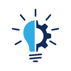 Light bulb with cogwheel symbol