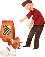 Exotic Pets, hand-drawn watercolor.painting illustration