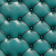 Naklejka premium Elegant Teal Tufted Leather Texture With Glossy Buttons Perfect for Sophisticated Design Projects