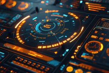 High-tech gadgetry and sleek design features in this futuristic interface close-up