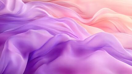 Fototapeta premium Soft, flowing fabric in gradients of purple and pink, creating a serene and dreamy atmosphere.