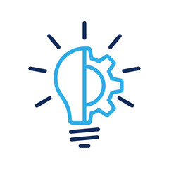 Light bulb with cogwheel symbol