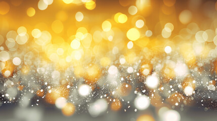 Blur bookeh silver lights or flashes on a light yellow color background