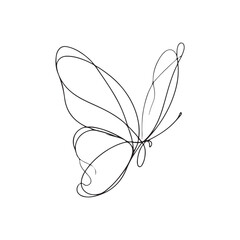 single one line butterfly silhouette on white background
