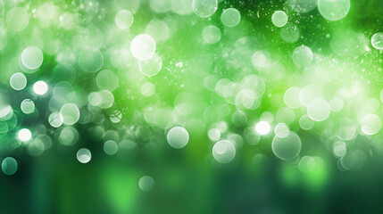Blur bookeh silver lights or flashes on a vivid green color background