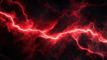 Bright red lightning streaks illuminate a black abstract background, creating a dramatic electric effect