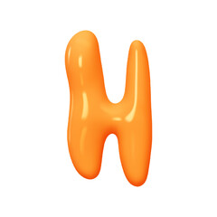 letter H. letter sign orange soft color. Realistic 3d design in cartoon liquid paint style. Isolated on white background. vector illustration