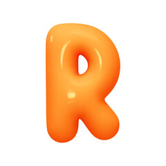 letter R. letter sign orange soft color. Realistic 3d design in cartoon balloon style. Isolated on white background. vector illustration