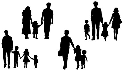 Stylish silhouette set of family