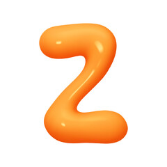 letter z. letter sign orange soft color. Realistic 3d design in cartoon liquid paint style. Isolated on white background. vector illustration