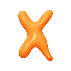 letter x. letter sign orange soft color. Realistic 3d design in cartoon liquid paint style. Isolated on white background. vector illustration