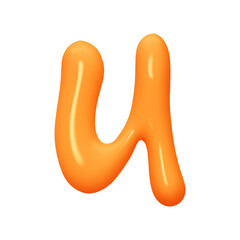 letter u. letter sign orange soft color. Realistic 3d design in cartoon liquid paint style. Isolated on white background. vector illustration