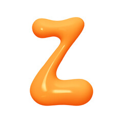 letter Z. letter sign orange soft color. Realistic 3d design in cartoon liquid paint style. Isolated on white background. vector illustration