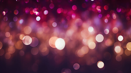Blur bookeh colorful lights or flashes on a dark maroon color background