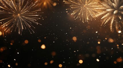 Fototapeta premium Sparkling fireworks in the night sky, symbolic of celebration and romance, with copy space for text.